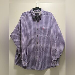 Ariat Pro Series Mens XL Blue Red Plaid Long Sleeve Western Button Down Shirt